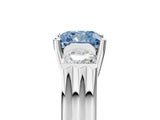 White gold Three-Stone Fancy Blue Cushion Cut Cut Classic Band Prong Setting Ring_5