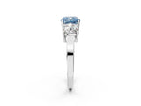White gold Three-Stone Fancy Blue Cushion Cut Cut Diamond Engagement Ring with Flat Band and Four-Prong Setting_14