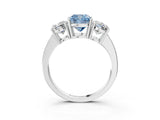White gold Three-Stone Fancy Blue Cushion Cut Cut Diamond Engagement Ring with Flat Band and Four-Prong Setting_15