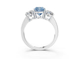 White gold Three-Stone Fancy Blue Cushion Cut Cut Diamond Engagement Ring with Flat Band and Four-Prong Setting_15
