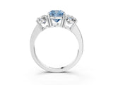 White gold Three-Stone Fancy Blue Cushion Cut Cut Diamond Engagement Ring with Flat Band and Four-Prong Setting_16