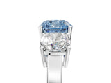 White gold Three-Stone Fancy Blue Cushion Cut Cut Diamond Engagement Ring with Flat Band and Four-Prong Setting_17