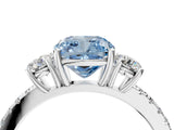 White gold Three-Stone Fancy Blue Cushion Cut Cut Diamond Pavé Band with Prong Setting_31