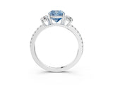 White gold Three-Stone Fancy Blue Cushion Cut Cut Diamond Pavé Band with Prong Setting_36