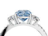 White gold Three-Stone Fancy Blue Cushion Cut Cut Diamond Pavé Band with Prong Setting_37