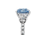White gold Three-Stone Fancy Blue Cushion Cut Cut Diamond Pavé Band with Prong Setting_38
