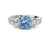White gold Three-Stone Fancy Blue Cushion Cut Cut Diamond Pavé Band with Prong Setting_42
