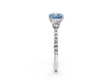 White gold Three-Stone Fancy Blue Cushion Cut Cut Diamond Pavé Band with Prong Setting_56