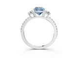 White gold Three-Stone Fancy Blue Cushion Cut Cut Diamond Pavé Band with Prong Setting_57