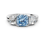 White gold Three-Stone Fancy Blue Cushion Cut Cut Diamond Ring with Channel Set Band and Four-Prong Setting_12