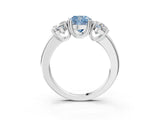 White gold Three-Stone Fancy Blue Cushion Cut Cut Diamond Ring with Channel Set Band and Four-Prong Setting_16