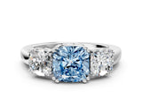 White gold Three-Stone Fancy Blue Cushion Cut Cut Diamond Ring with Channel Set Band and Four-Prong Setting_36
