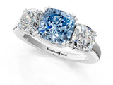 White gold Three-Stone Fancy Blue Cushion Cut Cut Diamond Ring with Channel Set Band and Four-Prong Setting_37