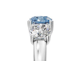 White gold Three-Stone Fancy Blue Cushion Cut Cut Diamond Ring with Channel Set Band and Four-Prong Setting_41