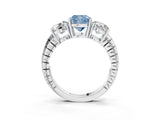 White gold Three-Stone Fancy Blue Cushion Cut Cut Diamond Ring with Channel-Set Band and Prong Setting_3