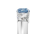 White gold Three-Stone Fancy Blue Cushion Cut Cut Diamond Ring with Prong Setting and Classic Band_11