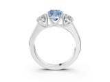 White gold Three-Stone Fancy Blue Cushion Cut Cut Diamond Ring with Prong Setting and Classic Band_15