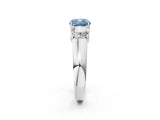 White gold Three-Stone Fancy Blue Cushion Cut Cut Diamond Ring with Prong Setting and Classic Band_2