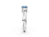 White gold Three-Stone Fancy Blue Cushion Cut Cut Diamond Ring with Prong Setting and Classic Band_2