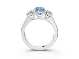 White gold Three-Stone Fancy Blue Cushion Cut Cut Diamond Ring with Prong Setting and Classic Band_3