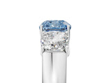 White gold Three-Stone Fancy Blue Cushion Cut Cut Diamond Ring with Prong Setting and Classic Band_5