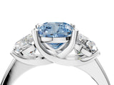White gold Three-Stone Fancy Blue Cushion Cut Cut Solitaire Ring with Classic Prong Setting_4