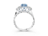 White gold Three-Stone Fancy Blue Cushion Cut Diamond Braided Band Ring with Four-Prong Setting_76