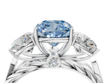 White gold Three-Stone Fancy Blue Cushion Cut Diamond Braided Band Ring with Four-Prong Setting_77