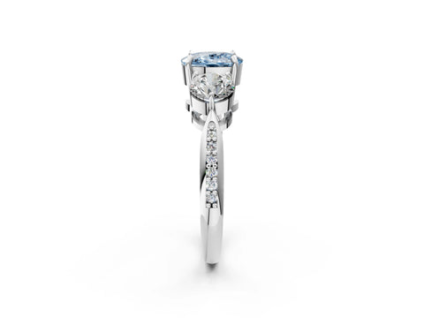 White gold Three-Stone Fancy Blue Cushion Cut Diamond Channel Set Engagement Ring with Prong Setting_14