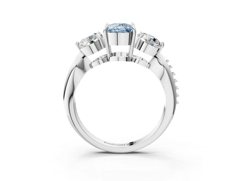 White gold Three-Stone Fancy Blue Cushion Cut Diamond Channel Set Engagement Ring with Prong Setting_15