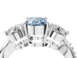 White gold Three-Stone Fancy Blue Cushion Cut Diamond Channel Set Engagement Ring with Prong Setting_16