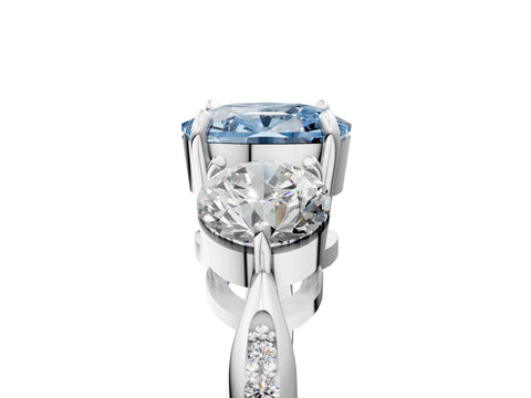 White gold Three-Stone Fancy Blue Cushion Cut Diamond Channel Set Engagement Ring with Prong Setting_17