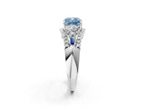 White gold Three-Stone Fancy Blue Cushion Cut Diamond Engagement Ring with Pave Band and Prong Setting_14