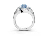 White gold Three-Stone Fancy Blue Cushion Cut Diamond Engagement Ring with Pave Band and Prong Setting_15