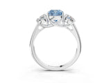 White gold Three-Stone Fancy Blue Cushion Cut Diamond Engagement Ring with Prong Setting_18