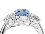 White gold Three-Stone Fancy Blue Cushion Cut Diamond Engagement Ring with Prong Setting_19