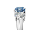 White gold Three-Stone Fancy Blue Cushion Cut Diamond Engagement Ring with Prong Setting_20