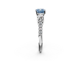 White gold Three-Stone Fancy Blue Cushion  Cut Diamond Pavé Band with Four-Prong Setting_30