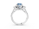 White gold Three-Stone Fancy Blue Cushion  Cut Diamond Pavé Band with Four-Prong Setting_31