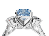 White gold Three-Stone Fancy Blue Cushion  Cut Diamond Pavé Band with Four-Prong Setting_32
