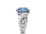 White gold Three-Stone Fancy Blue Cushion  Cut Diamond Pavé Band with Four-Prong Setting_33