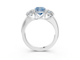 White gold Three-Stone Fancy Blue Cushion  Cut Diamond Ring with Channel-Set Band and Four-Prong Setting_86