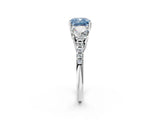 White gold Three-Stone Fancy Blue Cushion Cut Diamond Ring with Pavé Band and Prong Setting_130