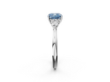 White gold Three-Stone Fancy Blue Cushion  Cut Diamond Ring with Pear Side Stones in Four-Prong Setting_111