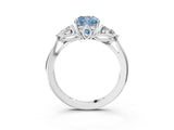 White gold Three-Stone Fancy Blue Cushion Cut Diamond Ring with Pear  Side Stones in Four-Prong Setting_15