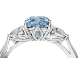 White gold Three-Stone Fancy Blue Cushion Cut Diamond Ring with Pear  Side Stones in Four-Prong Setting_64
