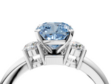 White gold Three-Stone Fancy Blue Cushion  Cut Diamond Solitaire with Prong Setting and Classic Band_62