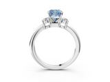 White gold Three-Stone Fancy Blue Cushion  Cut Diamond Solitaire with Prong Setting and Classic Band_65