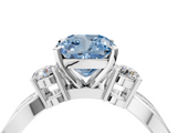White gold Three-Stone Fancy Blue Cushion  Cut Diamond Twist Band with Prong Setting_37