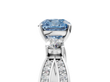 White gold Three-Stone Fancy Blue Cushion  Cut Diamond Twist Band with Prong Setting_42